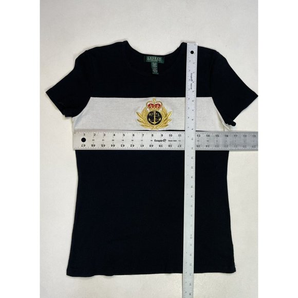 Navy and White Embroidered Women's Top - Picture 5 of 5